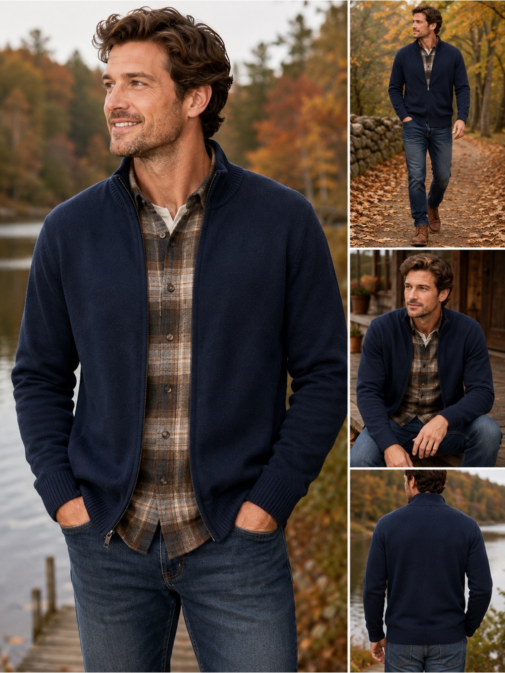 Stillwater Supply Co. Navy Full-Zip Sweater Jacket • M